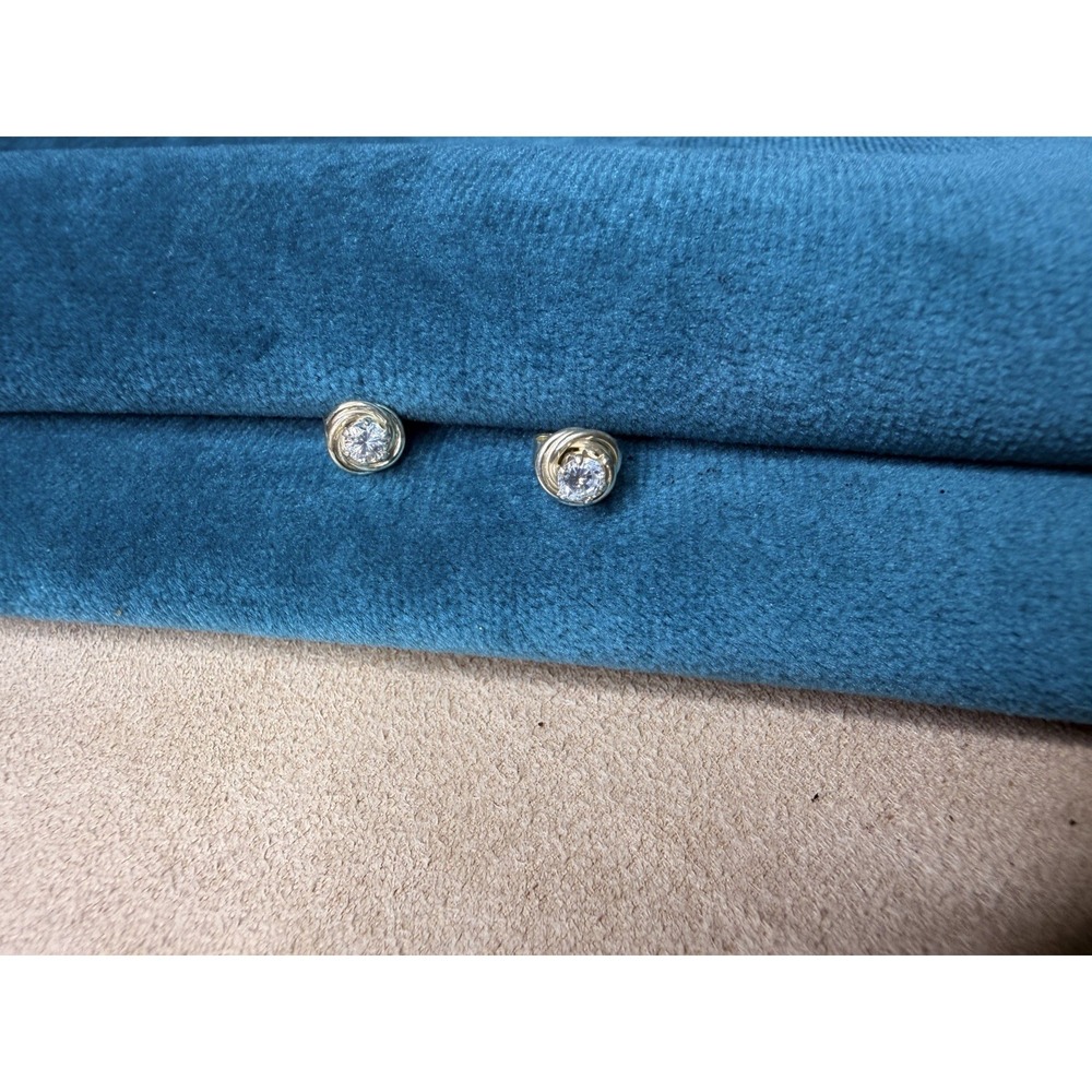 Vintage 925 Sterling Silver Cubic Zirconia Love Knot Stud Earrings